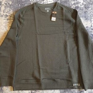 NOBULL Quilted Crewneck Sweatshirt in Olive Green